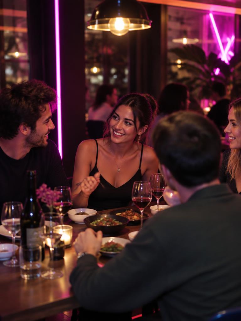 Cena entre amigos en un restaurante